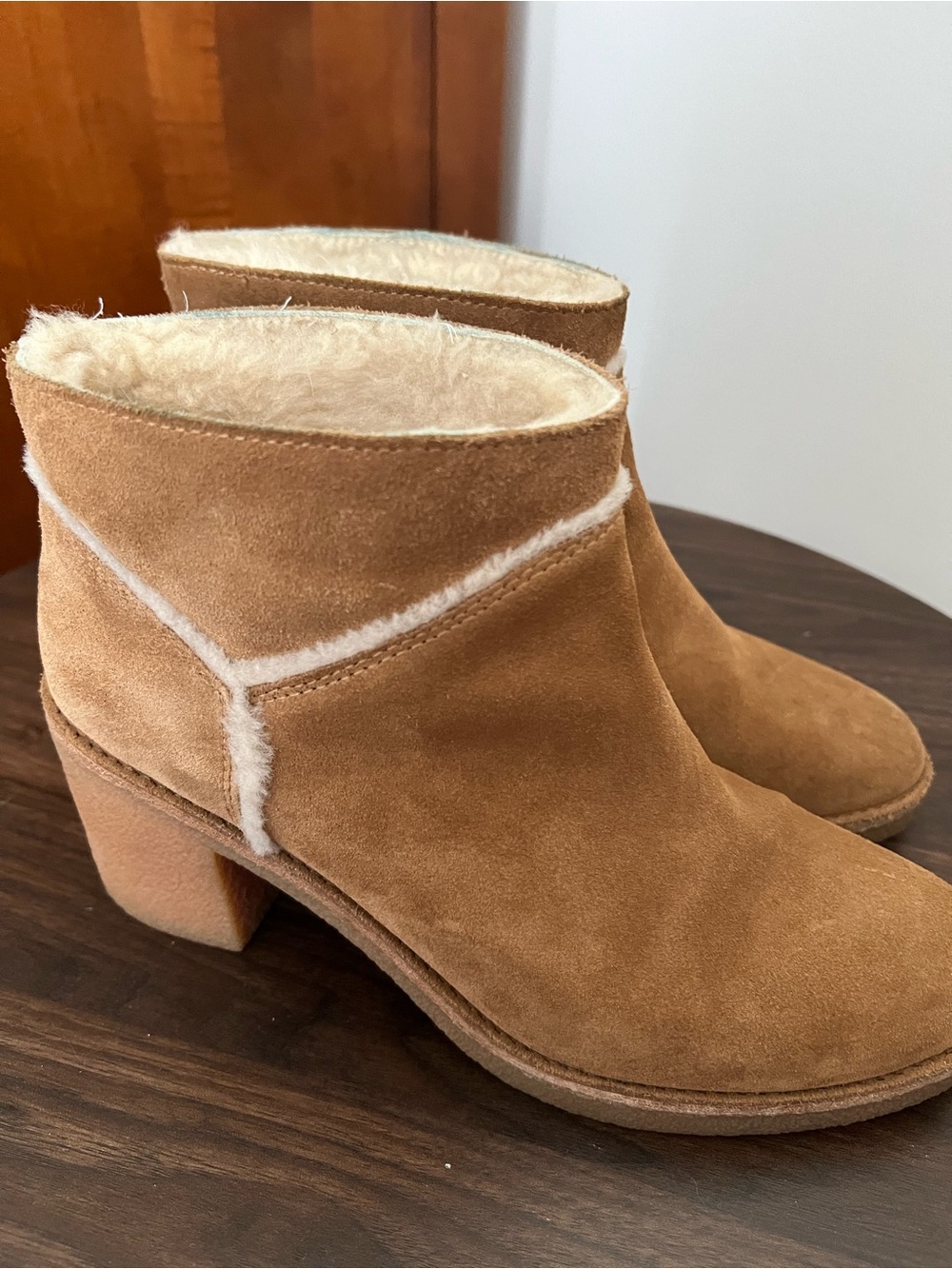 UGG Chestnut Suede Shearling Ankle Booties